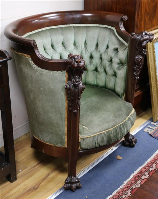 A late 19th century Austro-Hungarian mahogany three piece suite Sofa 149cm